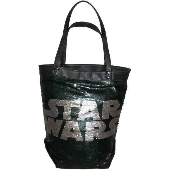 Disney Parks Star Wars Large Tote Bag 2 Sided Purse Flip Sequin w/ 4 Logo Design - Picture 4 of 16